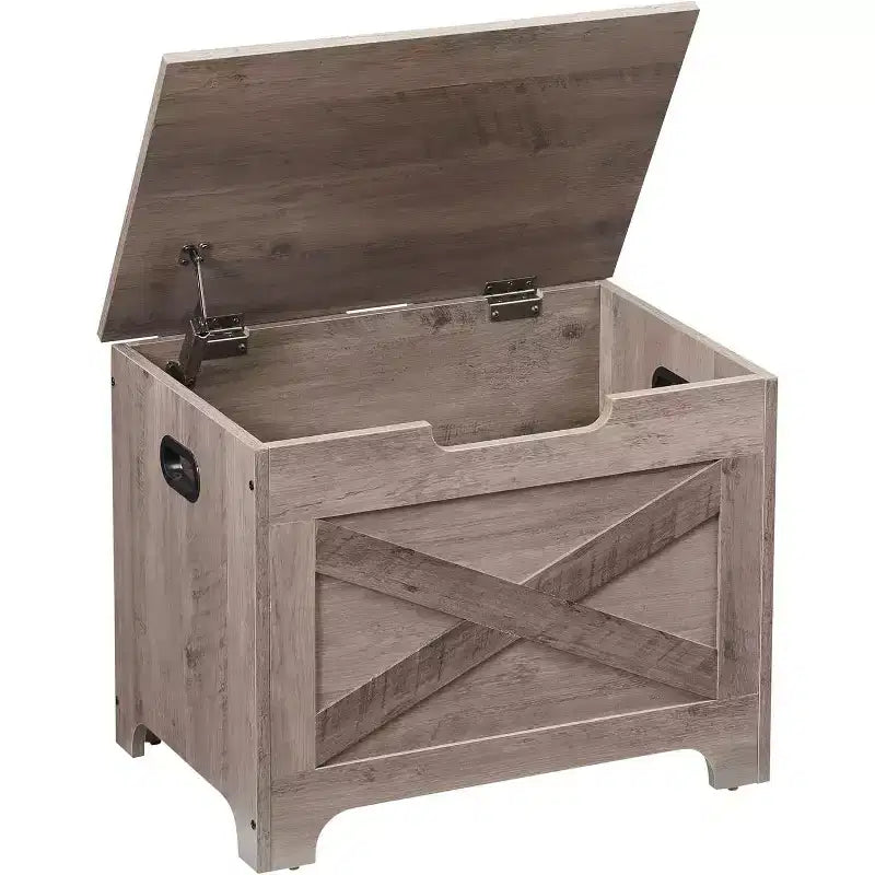 Acekool Wooden Storage Bench with Safety Hinge  Multi-Use Seat and Organizer with Side Handles