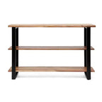 Console en bois d'acacia noir et marron et fer, 1 pièce