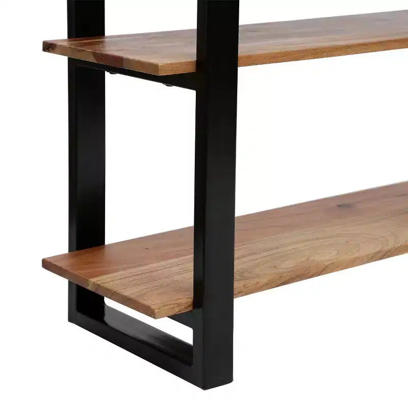 Console en bois d'acacia noir et marron et fer, 1 pièce