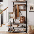 Parent-Child Coat Rack Shoe Bench Industrial Hall Tree with Bench and Shoe Storage Coat Tree Entryway Large Organizer with Shoe Rack, Storage Cubbies