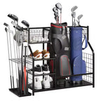 Golf Bag Organizer,Sports Equipment Organizer, Sports Organizer for Garage,Golf Bag Stand for Garage with Baskets,Hooks