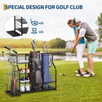 Support de sac de golf en acier noir avec panier et crochets, 2 sacs