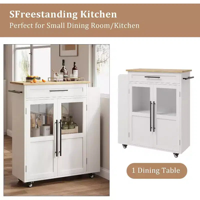 Desserte de cuisine roulante en bois avec armoire et étagère à épices, 1 personne