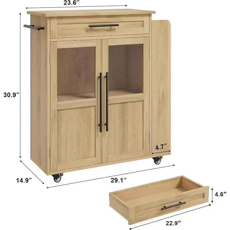 Desserte de cuisine roulante en bois avec armoire et étagère à épices, 1 personne