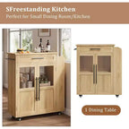 Desserte de cuisine roulante en bois avec armoire et étagère à épices, 1 personne
