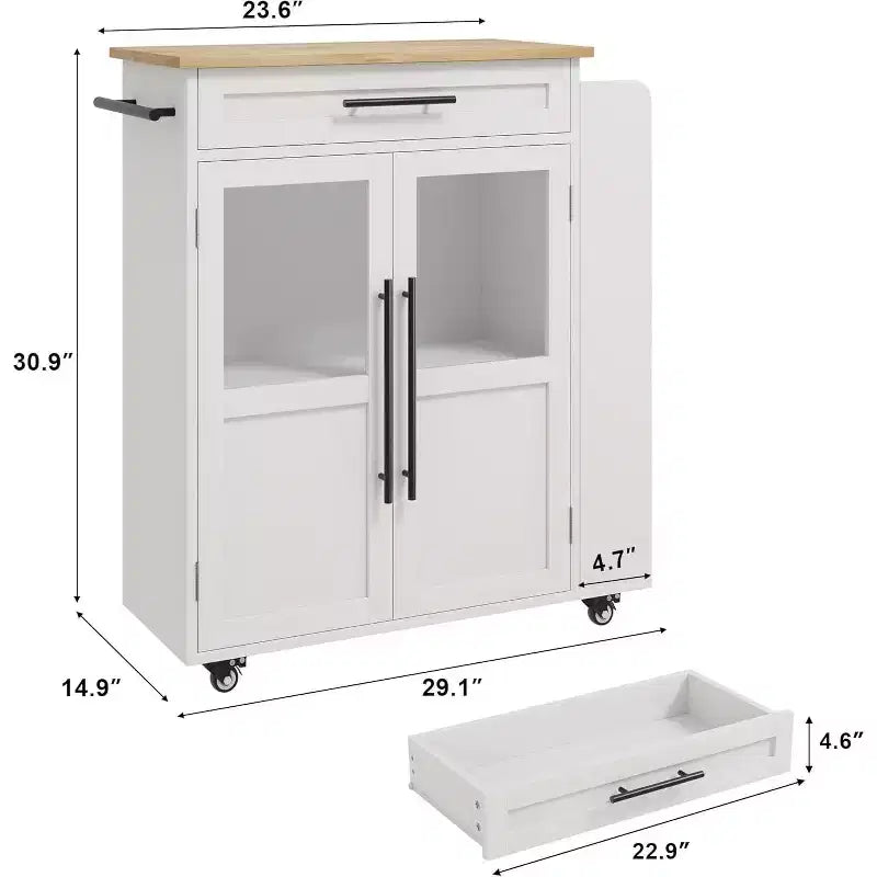 Desserte de cuisine roulante en bois avec armoire et étagère à épices, 1 personne