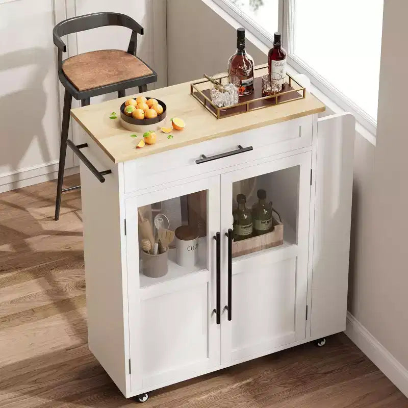Desserte de cuisine roulante en bois avec armoire et étagère à épices, 1 personne