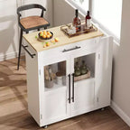 Desserte de cuisine roulante en bois avec armoire et étagère à épices, 1 personne