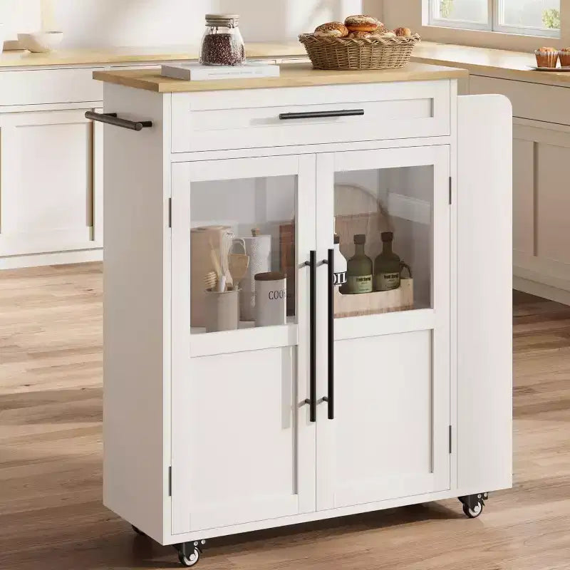 Desserte de cuisine roulante en bois avec armoire et étagère à épices, 1 personne