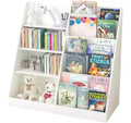 Kids Bookshelf and Toy Storage Organizer, Children Bookcase for Kids Rooms, Multifunctional 4 Tier Wooden Kids Book Shelf