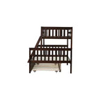 Lit superposé simple sur double avec lit gigogne et échelle réversible – Espresso / Gris / Blanc, 3 couchages