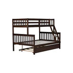 Lit superposé simple sur double avec lit gigogne et échelle réversible – Espresso / Gris / Blanc, 3 couchages