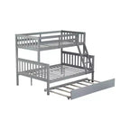 Lit superposé simple sur double avec lit gigogne et échelle réversible – Espresso / Gris / Blanc, 3 couchages