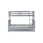 Lit superposé simple sur double avec lit gigogne et échelle réversible – Espresso / Gris / Blanc, 3 couchages