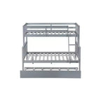 Lit superposé simple sur double avec lit gigogne et échelle réversible – Espresso / Gris / Blanc, 3 couchages