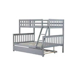 Lit superposé simple sur double avec lit gigogne et échelle réversible – Espresso / Gris / Blanc, 3 couchages
