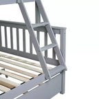 Lit superposé simple sur double avec lit gigogne et échelle réversible – Espresso / Gris / Blanc, 3 couchages