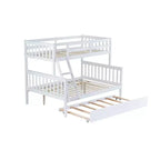 Lit superposé simple sur double avec lit gigogne et échelle réversible – Espresso / Gris / Blanc, 3 couchages