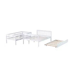Lit superposé simple sur double avec lit gigogne et échelle réversible – Espresso / Gris / Blanc, 3 couchages