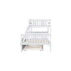 Lit superposé simple sur double avec lit gigogne et échelle réversible – Espresso / Gris / Blanc, 3 couchages