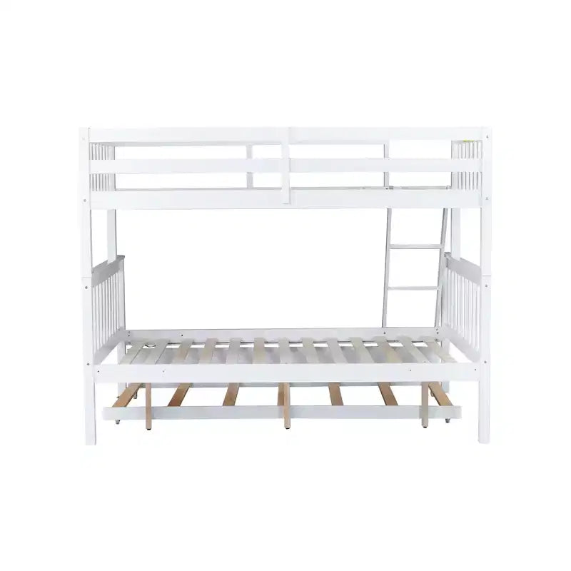 Lit superposé simple sur double avec lit gigogne et échelle réversible – Espresso / Gris / Blanc, 3 couchages