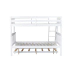 Lit superposé simple sur double avec lit gigogne et échelle réversible – Espresso / Gris / Blanc, 3 couchages
