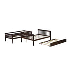 Lit superposé simple sur double avec lit gigogne et échelle réversible – Espresso / Gris / Blanc, 3 couchages