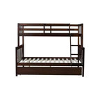 Lit superposé simple sur double avec lit gigogne et échelle réversible – Espresso / Gris / Blanc, 3 couchages