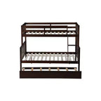 Lit superposé simple sur double avec lit gigogne et échelle réversible – Espresso / Gris / Blanc, 3 couchages