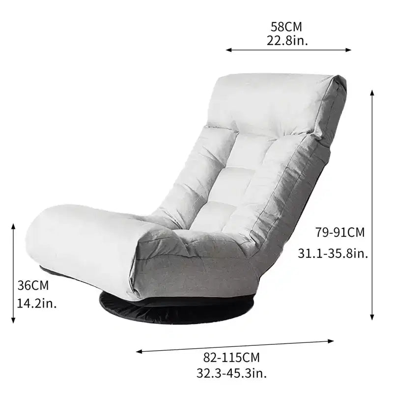 Fauteuil de sol inclinable simple gris avec repose-pieds et base pivotante
