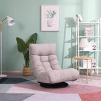 Fauteuil de sol inclinable simple gris avec repose-pieds et base pivotante