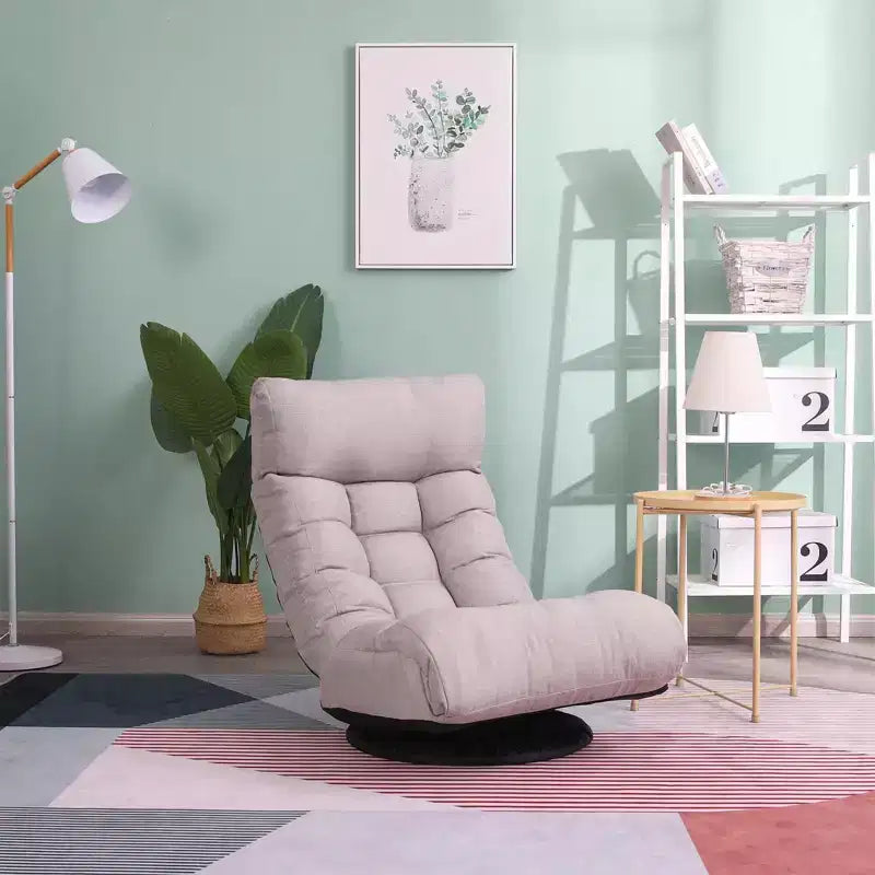 Fauteuil de sol inclinable simple gris avec repose-pieds et base pivotante