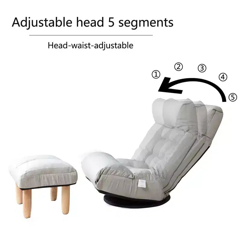 Fauteuil de sol inclinable simple gris avec repose-pieds et base pivotante
