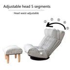 Fauteuil de sol inclinable simple gris avec repose-pieds et base pivotante