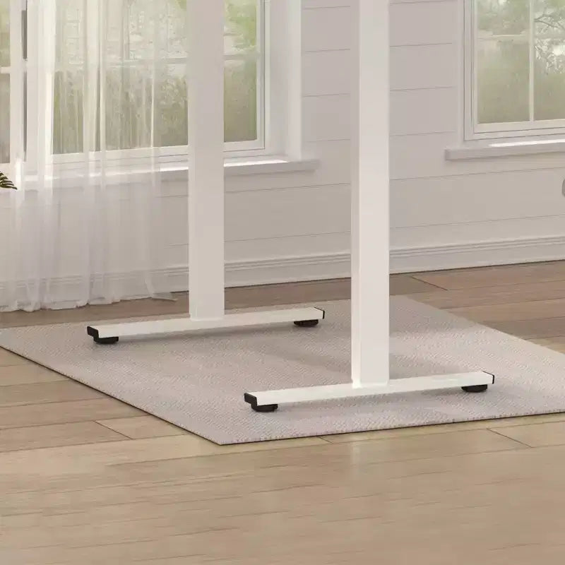 Bureau Debout Électrique, Cadre Gris/Blanc + Plateau Érable, Monoposte, 122x61 cm