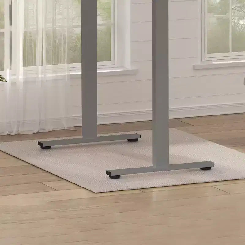 Bureau Debout Électrique, Cadre Gris/Blanc + Plateau Érable, Monoposte, 122x61 cm