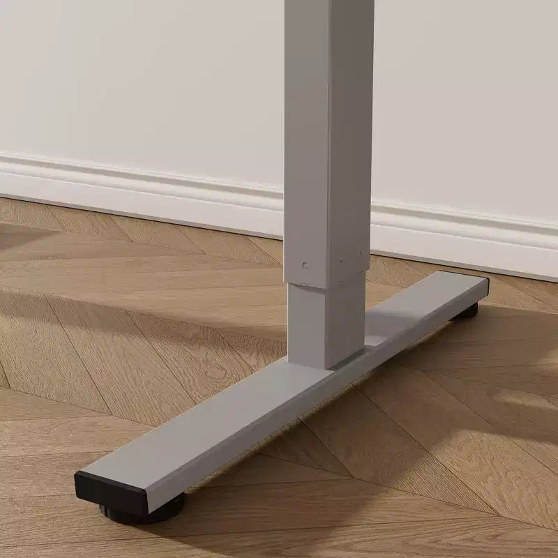 Bureau Debout Électrique, Cadre Gris/Blanc + Plateau Érable, Monoposte, 122x61 cm