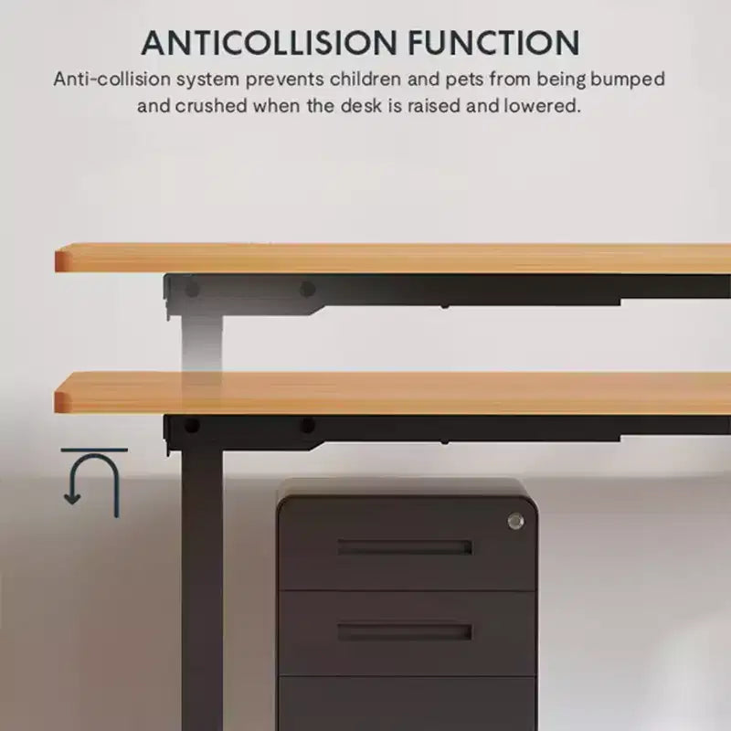 Bureau Debout Électrique, Cadre Gris/Blanc + Plateau Érable, Monoposte, 122x61 cm