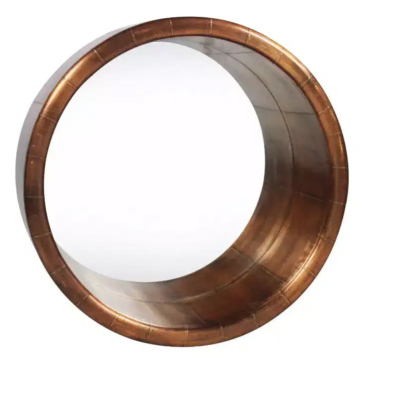 HomeRoots 21 Copper Round Metal Framed Accent Mirror