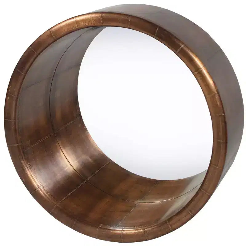 Miroir mural rond encadré en cuivre