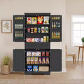 72Inch Tall Pantry Cabinet, Farmhouse Kitchen Storage Cabinet with Drawer, 4 Adjustable Shelves, 6 Door Shelves