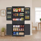 72Inch Tall Pantry Cabinet, Farmhouse Kitchen Storage Cabinet with Drawer, 4 Adjustable Shelves, 6 Door Shelves