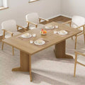 Large Dining Table for 6, Farmhouse Kitchen Table with Padded Top and Unique V-Shaped Feet, Rectangular Wooden Dining Table