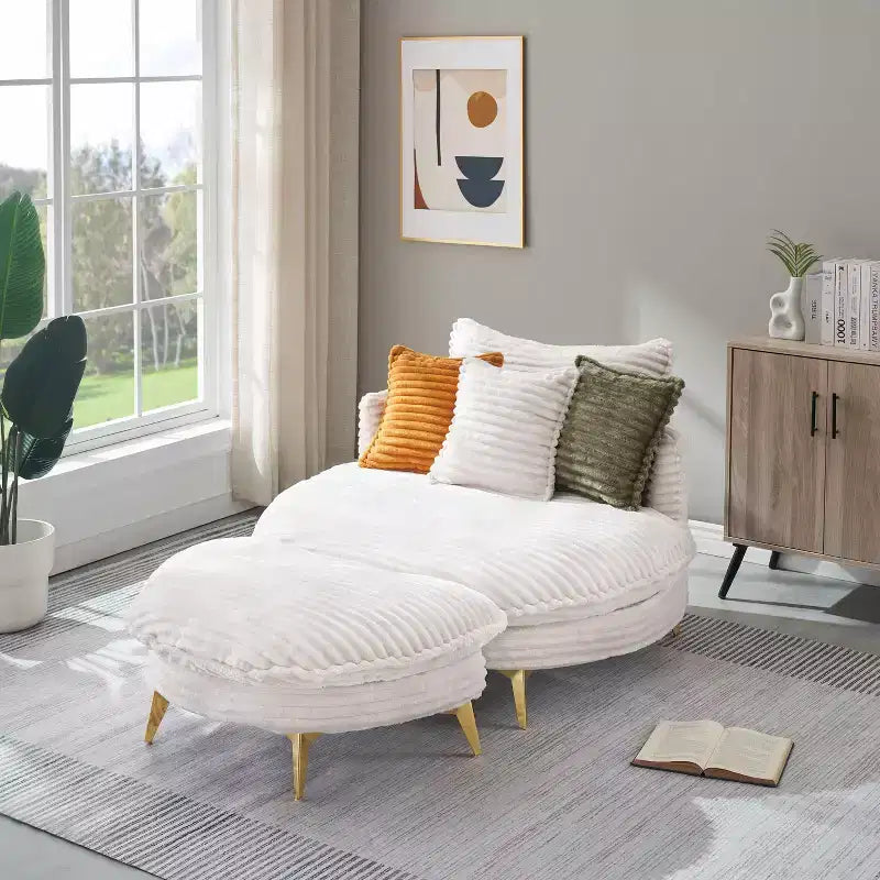 Causeuse en velours, 2 places, Beige/Jaune/Vert