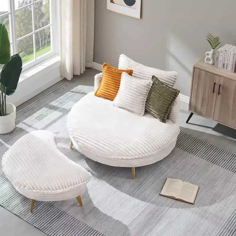 Causeuse en velours, 2 places, Beige/Jaune/Vert