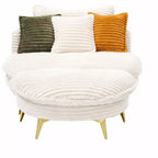 Causeuse en velours, 2 places, Beige/Jaune/Vert