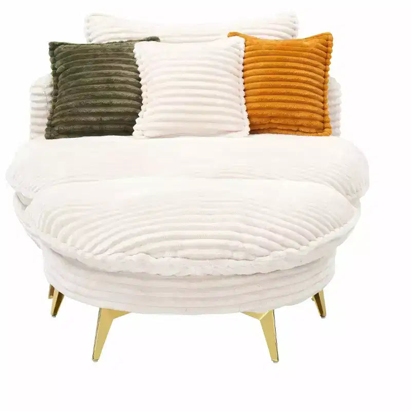 Causeuse en velours, 2 places, Beige/Jaune/Vert