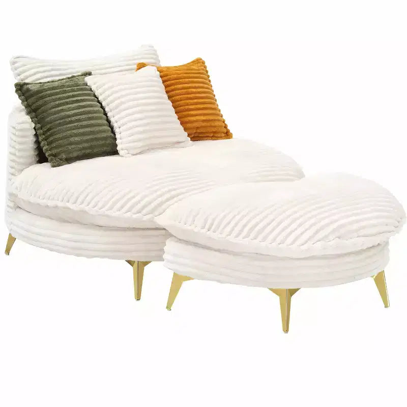 Causeuse en velours, 2 places, Beige/Jaune/Vert