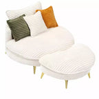 Causeuse en velours, 2 places, Beige/Jaune/Vert