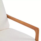 Fauteuil moderne du milieu du siècle, dossier haut, coussins inclus, 1 place, beige/gris clair, pieds en noyer